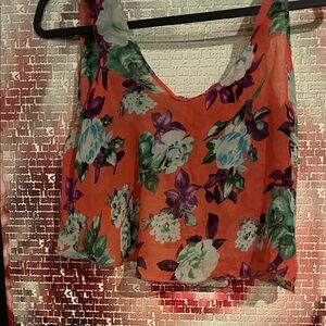 Floral Crop Top - Orange and Purple